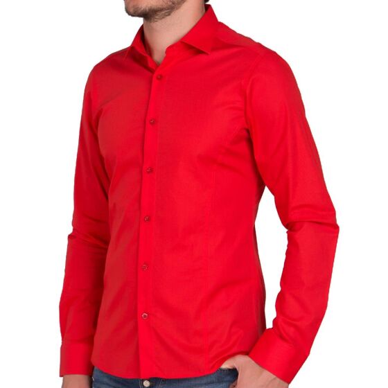Red Bridge Herren Basic Design Slim Fit Langarm Hemd Rot