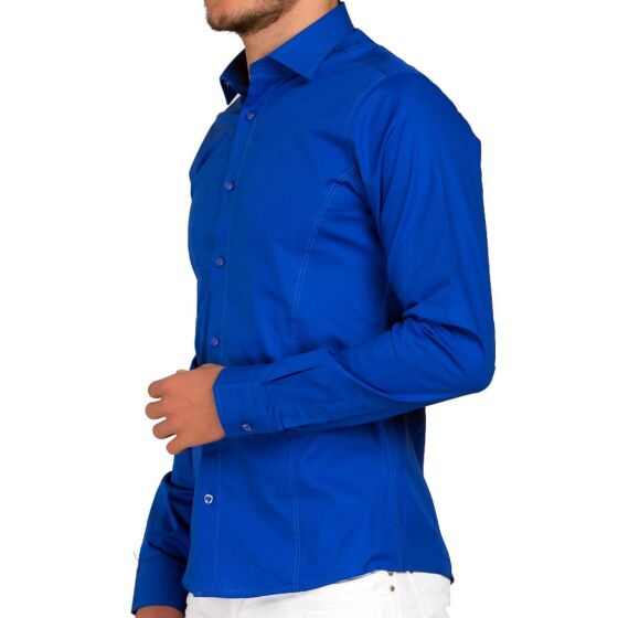 Red Bridge Herren Basic Design Slim Fit Langarm Hemd Saxeblau