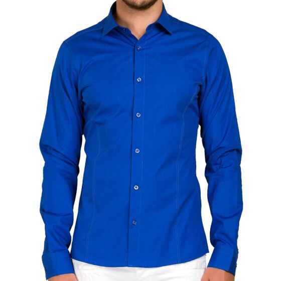 Red Bridge Mens Basic Design Slim Fit Long Sleeve Shirt Saxe Blue S