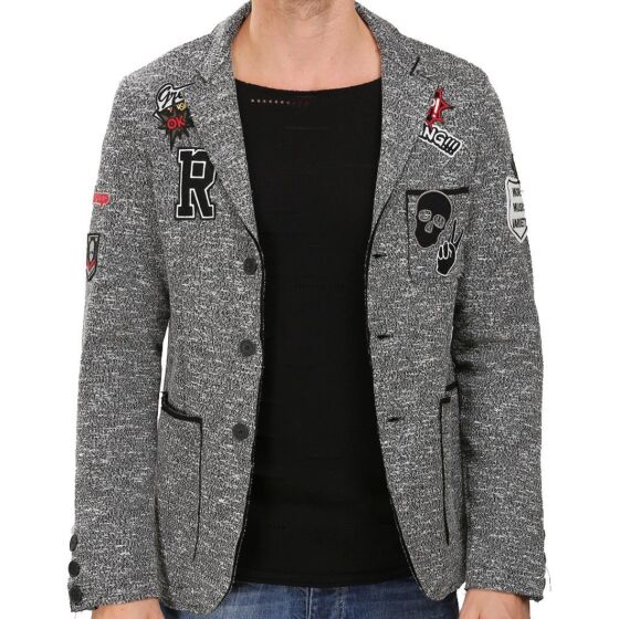 Red Bridge Herren All Over Patches Sakko Blazer Grau