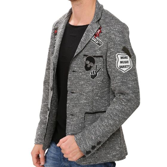 Red Bridge Herren All Over Patches Sakko Blazer Grau