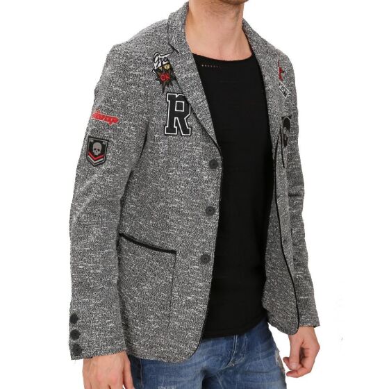 Red Bridge Herren All Over Patches Sakko Blazer Grau