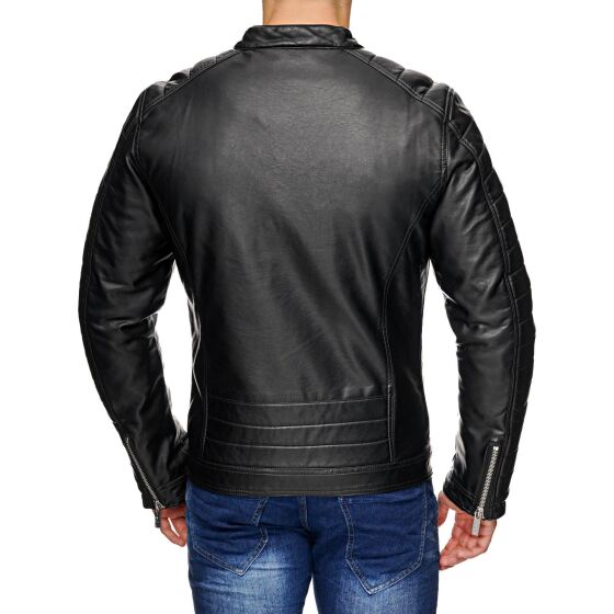 Red Bridge Herren Biker Jacke Kunst- Lederjacke Bikerjacke Schwarz