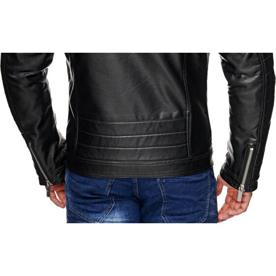 Red Bridge Herren Biker Jacke Kunst- Lederjacke Bikerjacke Schwarz