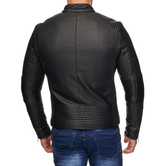 Red Bridge Mens Biker Jacket Synthetic Leather Jacket Biker Jacket Black