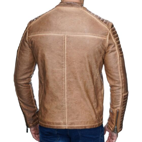 Red Bridge Mens Biker Jacket Faux Leather Jacket Biker Jacket Camel