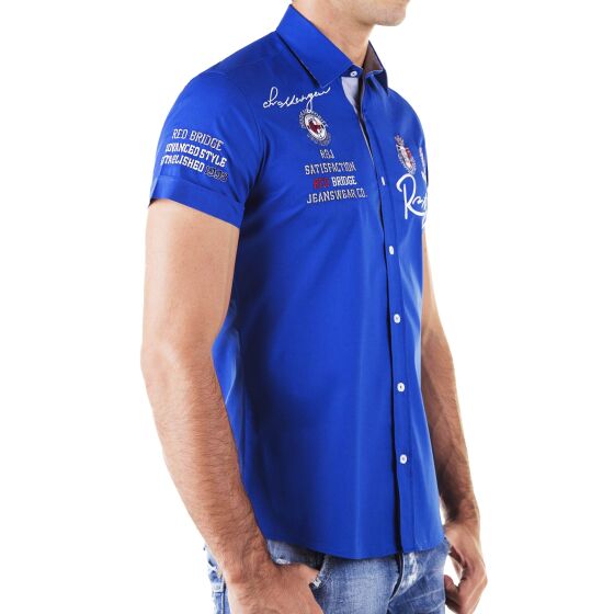 Red Bridge Mens R-Style Design Slim Fit Short Sleeve Shirt Saxeblue