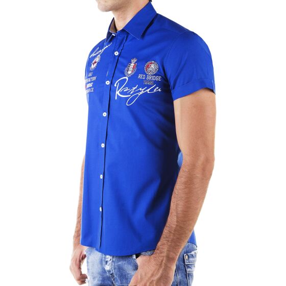 Red Bridge Mens R-Style Design Slim Fit Short Sleeve Shirt Saxeblue