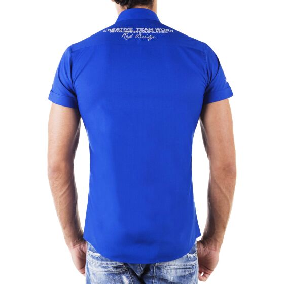 Red Bridge Mens R-Style Design Slim Fit Short Sleeve Shirt Saxeblue