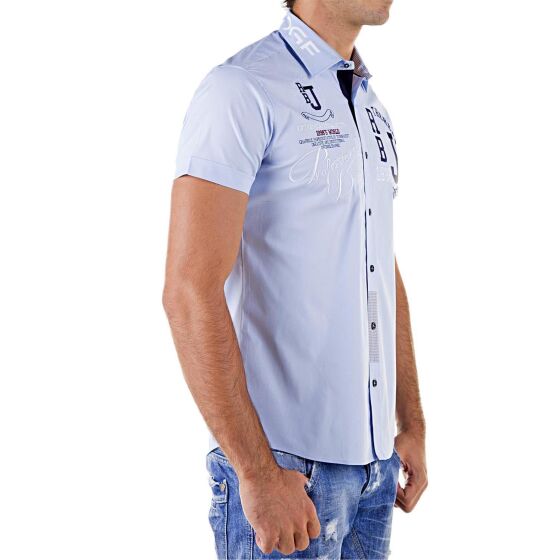 Red Bridge Mens professional design slim fit short-sleeved shirt light blue