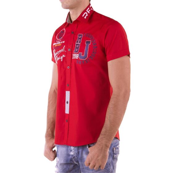 Red Bridge Mens Professional Design Slim Fit Short Sleeve Shirt Red