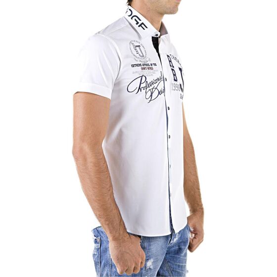 Red Bridge Mens Professional Design Slim Fit Short Sleeve Shirt White