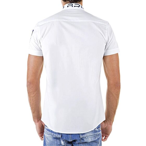 Red Bridge Mens Professional Design Slim Fit Short Sleeve Shirt White