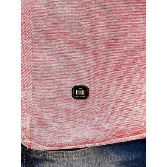 Red Bridge Herren T-Shirt Super Slim Fit Freizeitshirt V-Ausschnitt Melange Geranium