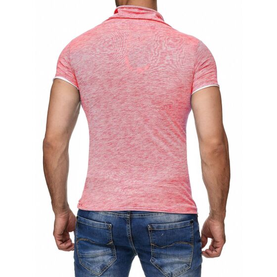 Red Bridge Mens T-Shirt Super Slim Fit Leisure Shirt V-Neck Melange Geranium