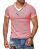 Red Bridge Mens T-Shirt Super Slim Fit Leisure Shirt V-Neck Melange Geranium