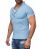 Red Bridge Herren T-Shirt Super Slim Fit Freizeitshirt V-Ausschnitt Melange Blau