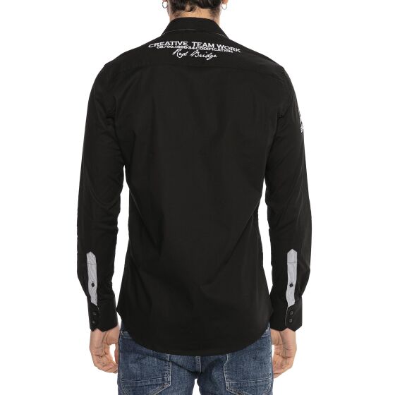 Red Bridge Mens R-Style Design Regular Fit Long Sleeve Shirt Black