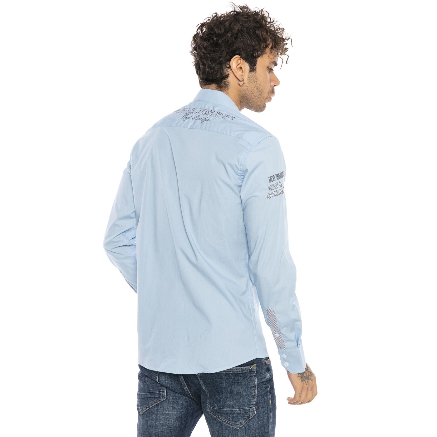 € Fit Regular R-Style Design long Men light shirt Bridge sleeve 24,90 blu, Red