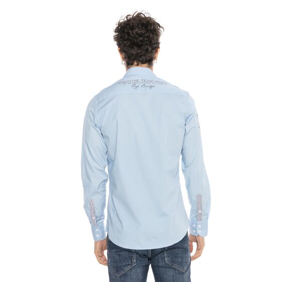 Red Bridge Mens R-Style Design Regular Fit Long Sleeve Shirt Light Blue