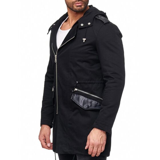 Red Bridge Mens Asymmetrical Winter Jacket Oversized Black