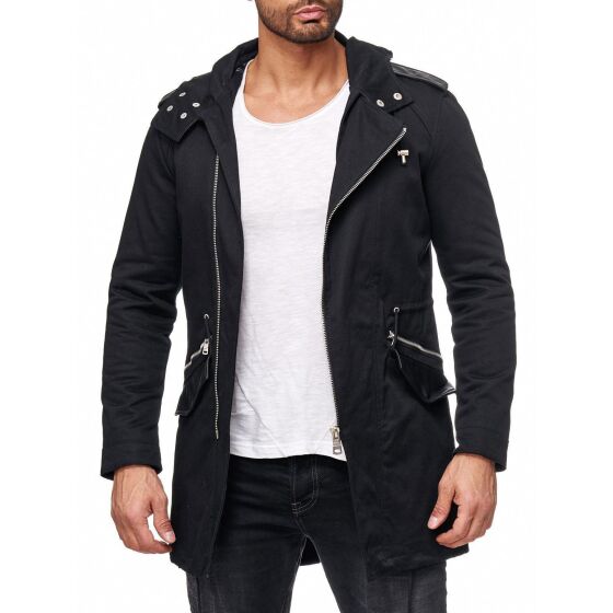 Red Bridge Mens Asymmetrical Winter Jacket Oversized Black