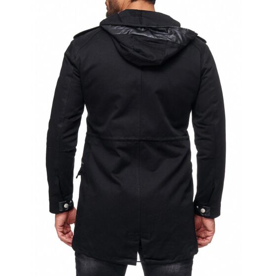 Red Bridge Mens Asymmetrical Winter Jacket Oversized Black