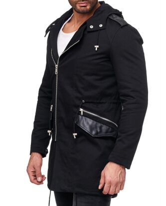 Red Bridge Mens Asymmetrical Winter Jacket Oversized Black
