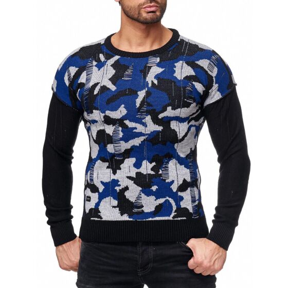 Red Bridge Herren Wild Wild Camouflage Strickpullover Sweatshirt Blau S