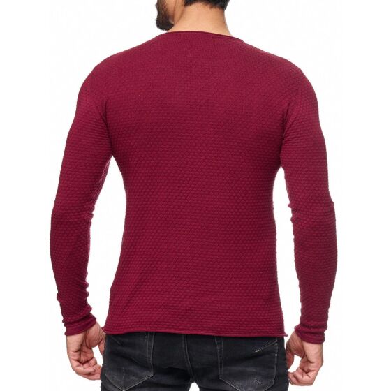 Red Bridge Mens Knit Jumper Checkered Royalty Sweatshirt Bordeaux