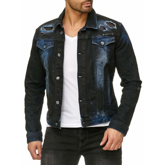 Red Bridge Herren Dark Alley Biker Jeansjacke Jacke blau