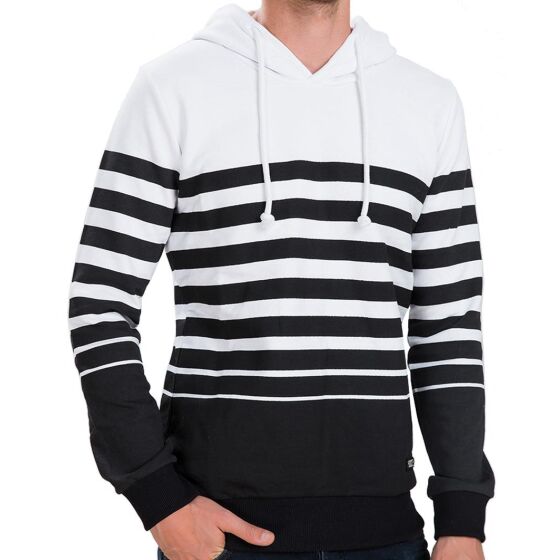 Red Bridge Mens Young Stripes Pullover Hoodie Hoodie White