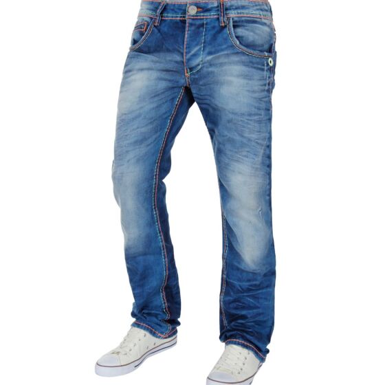 Red Bridge Herren Neon Line Regular Fit Jeans Pants Denim blau