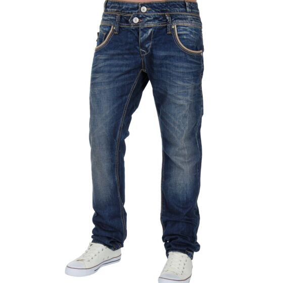 Red Bridge Herren Double Collar Regular Fit Jeans Denim Pants blau