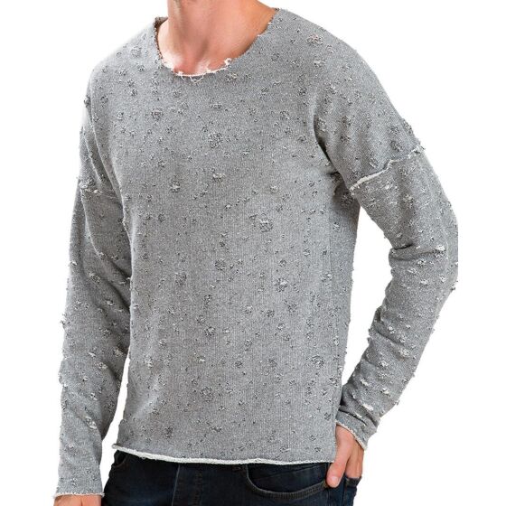 Red Bridge Mens Frayed Strings Jumper Grey