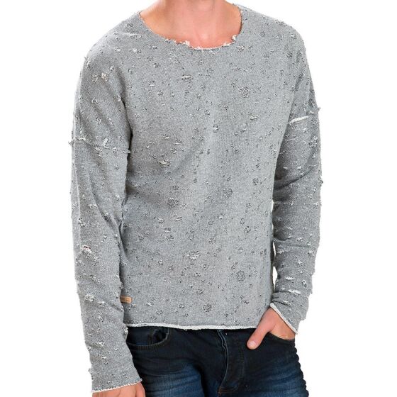 Red Bridge Mens Frayed Strings Jumper Grey