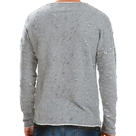 Red Bridge Mens Frayed Strings Jumper Grey