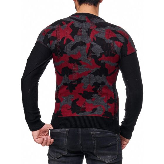 Red Bridge Herren Wild Wild Camouflage Strickpullover Sweatshirt Bordeaux
