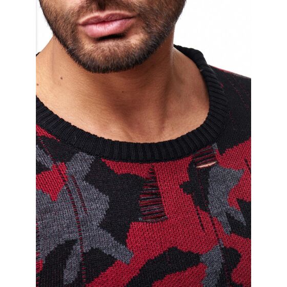 Red Bridge Herren Wild Wild Camouflage Strickpullover Sweatshirt Bordeaux