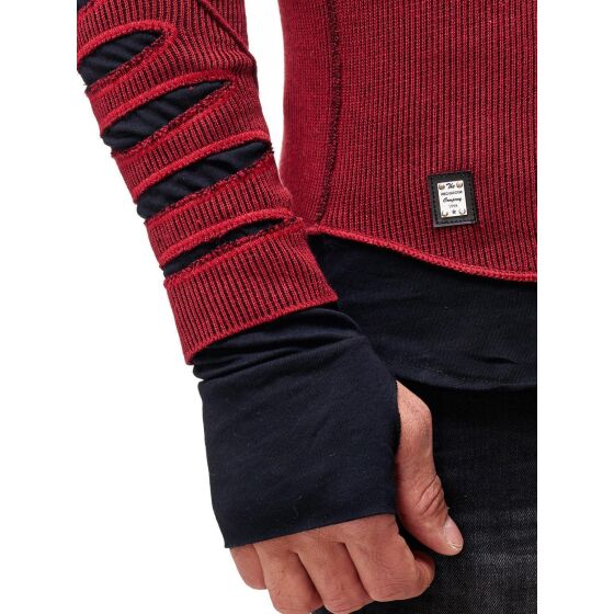 Red Bridge Herren Ripped Layers Longsleeve Sweatshirt Bordeaux