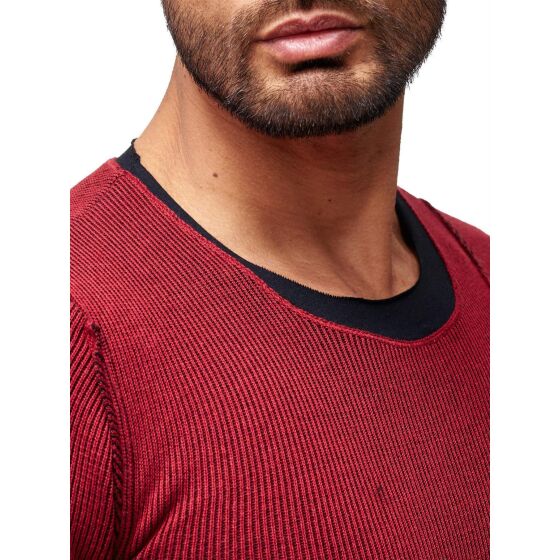 Red Bridge Herren Ripped Layers Longsleeve Sweatshirt Bordeaux