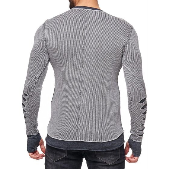 Red Bridge Herren Ripped Layers Longsleeve Sweatshirt Grau