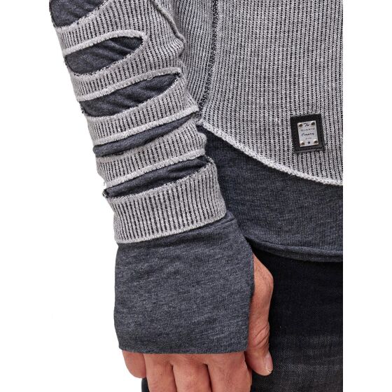 Red Bridge Herren Ripped Layers Longsleeve Sweatshirt Grau