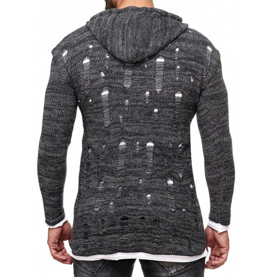 Red Bridge Herren Snowfall Granite Double Layer Strickpullover doppel lagig mit Kapuze Anthrazit