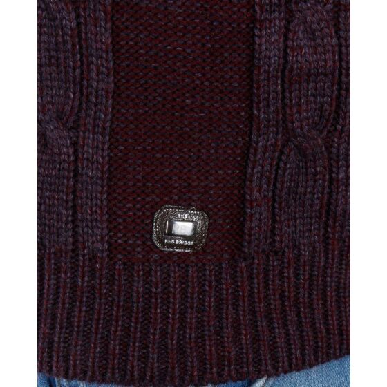 Red Bridge Herren Furry Strickpullover Pullover mit Kapuze bordeaux