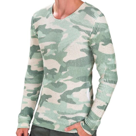 Red Bridge Mens Rib Camouflage Jumper Camouflage