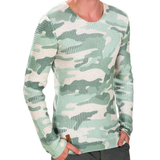 Red Bridge Mens Rib Camouflage Jumper Camouflage