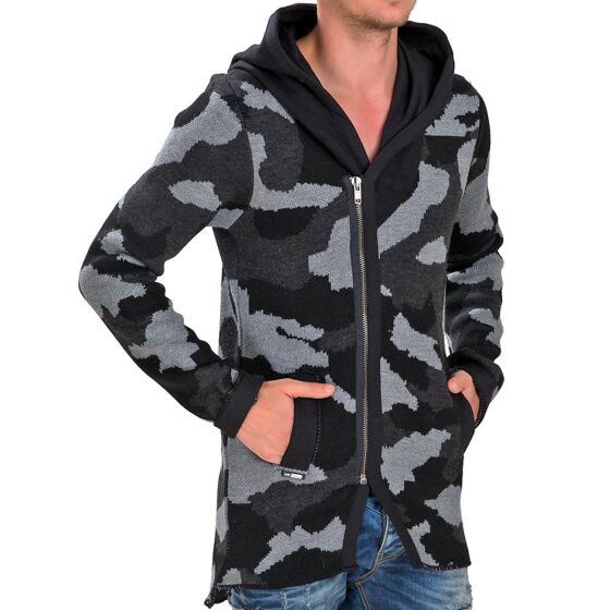 Red Bridge Herren Camouflage Strickjacke Jacke Schwarz