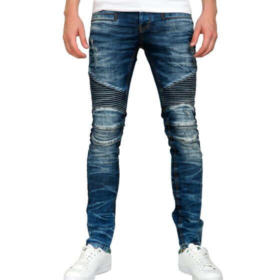 Red Bridge Herren Harsh Biker Röhrenjeans Skinny- Jeans blau