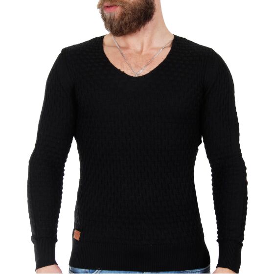 Red Bridge Mens To and Fro Knit Jumper Jumper Black